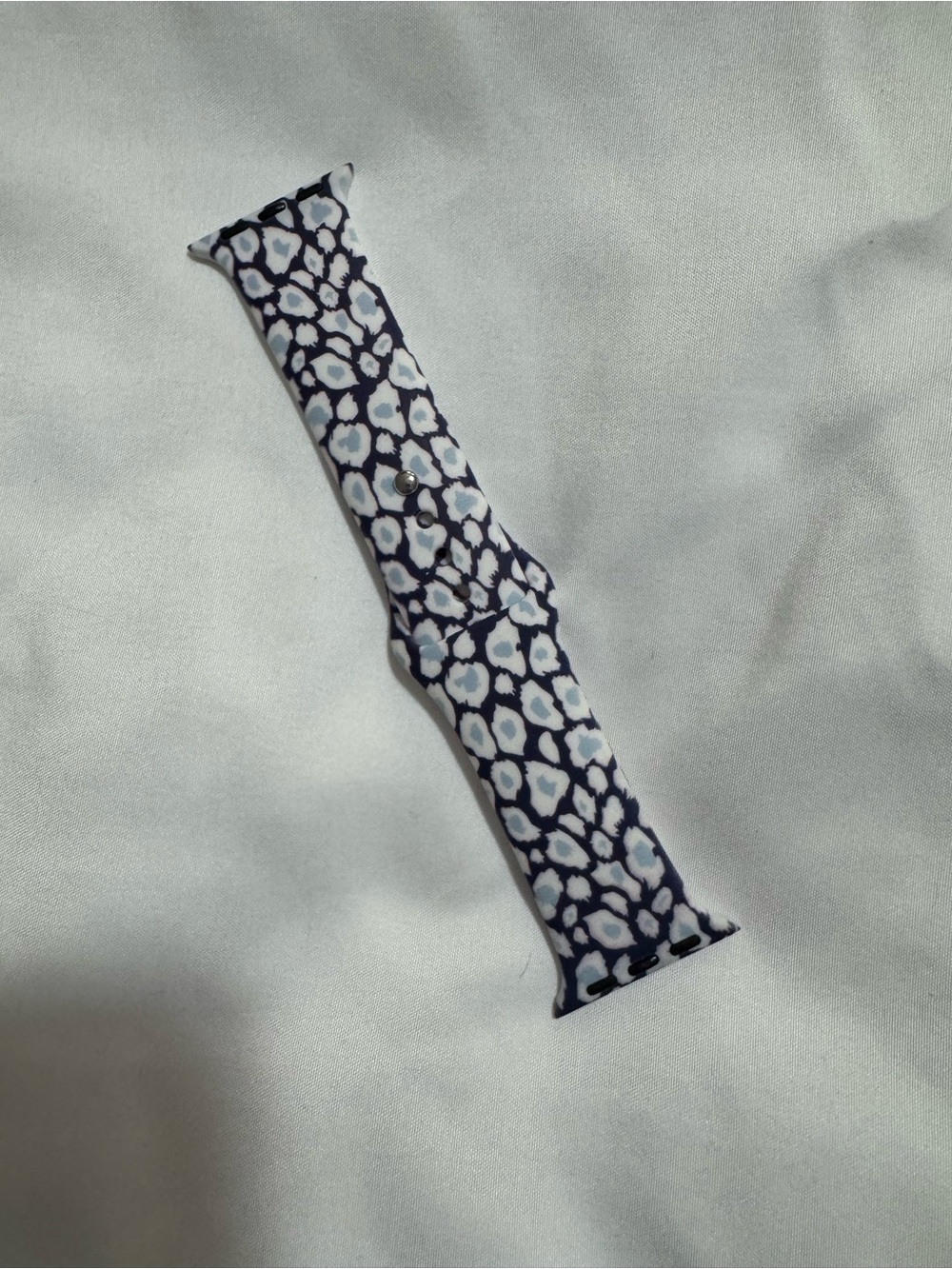 Navy Floral Pattern Silicone Apple Watch Band - Unbranded